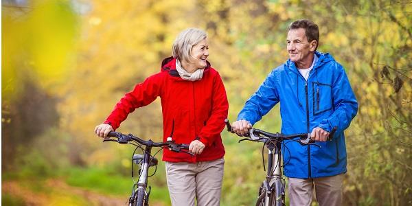 A couple spending time together while biking in the Forest of Bowland