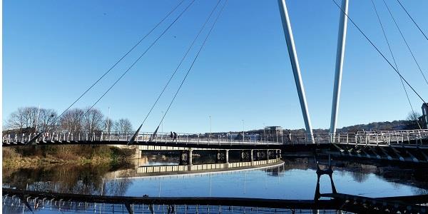 Start your cycle ride on Millennium Bridge in Lancaster